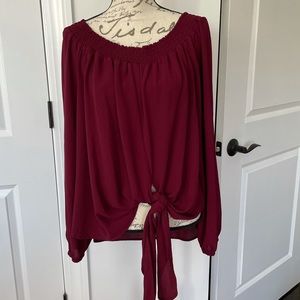 Michael Kors Maroon Off the Shoulder Shirt